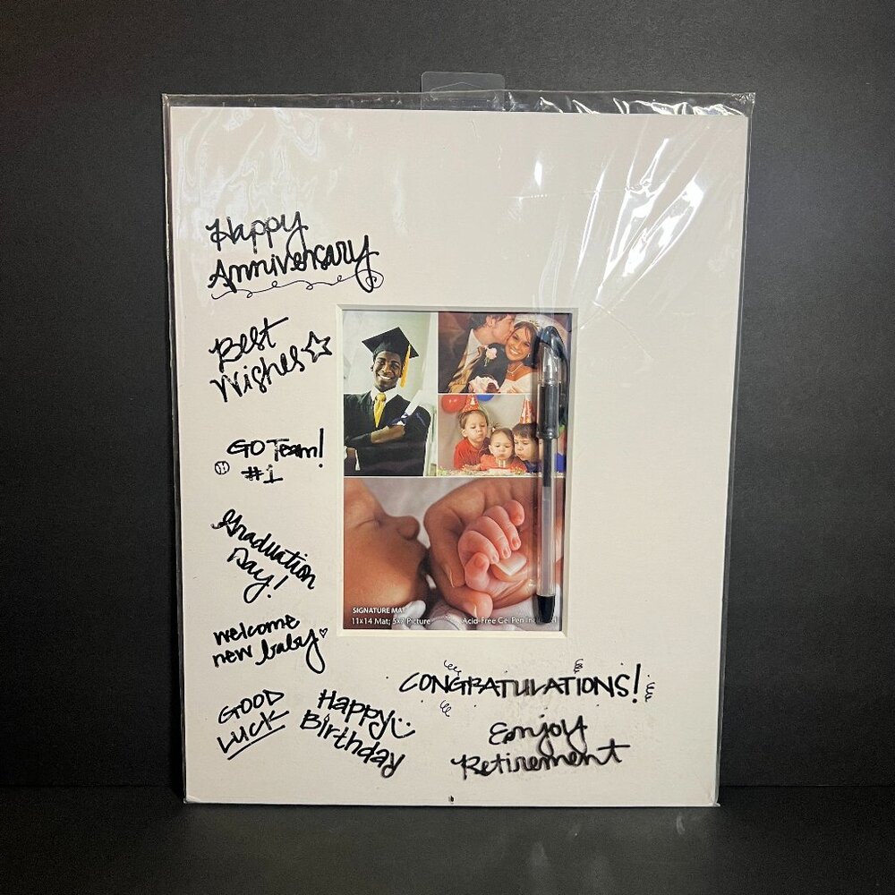 Signature Special Occasion Event Keepsake White Framing Mat 11 x 14" & Gel Pen